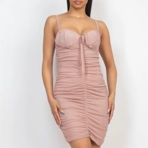 Elegant Blush Pink Ruched Dress